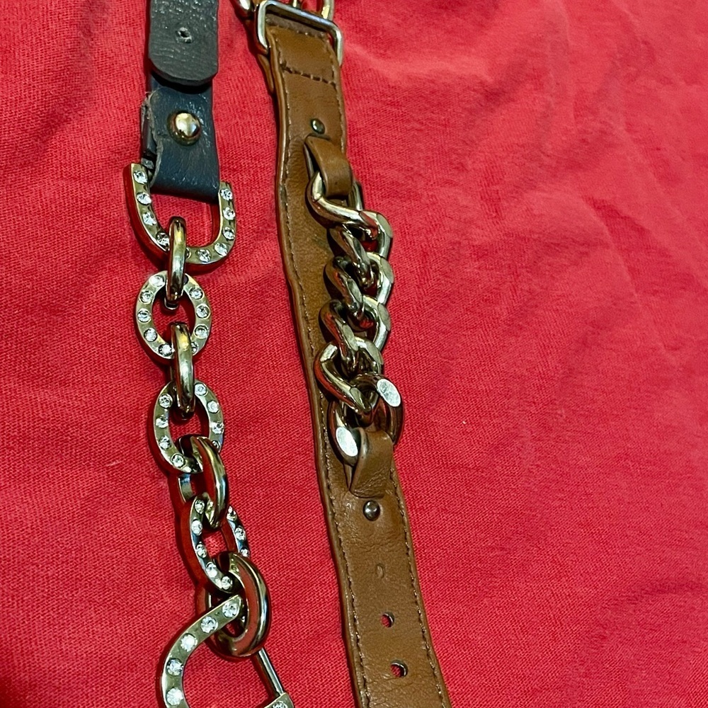 2 of Brown Leather and Gold Chain Womens Belt bracelet - Picture 2 of 16